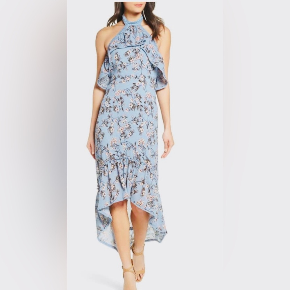 Chelsea 28 Madison Blue Floral Maxi Halter Dress NEW